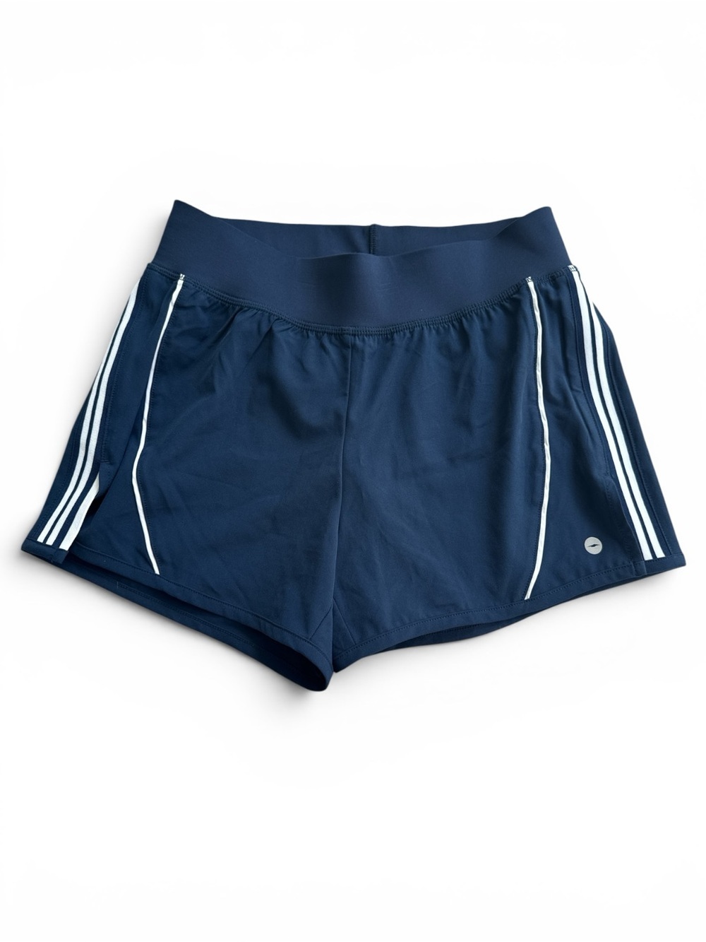 Avia Women's Active Side Stripe Shorts in navy blue with white detailing Size S